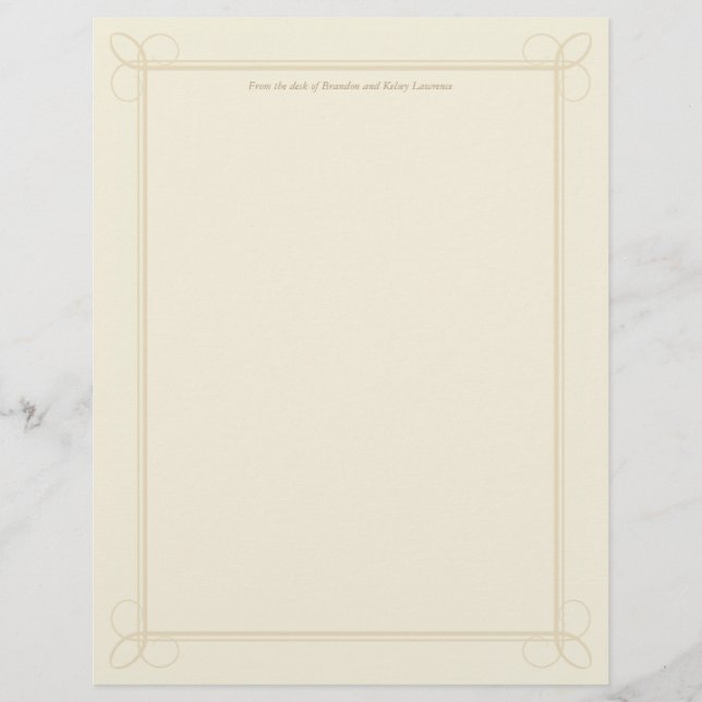 Cream Custom Stationery w/ Signature Heading Text (Front)