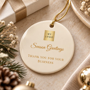 Cream customer business logo ceramic tree decoration