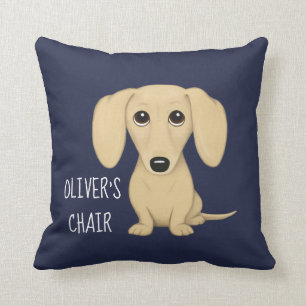 Cream Dachshund Cartoon Wiener Dog Personalised Cushion