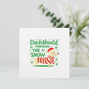 Cream Dachshund Christmas Invitation/Card Invitation