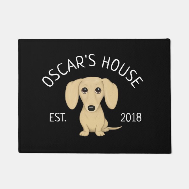 Cream Dachshund | Cute Wiener Dog Lover's Custom Doormat (Front)