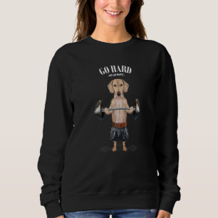 Cream Dachshund Dog Muscle Training Weightlifting Sweatshirt