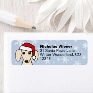 Cream Dachshund Santa Christmas Return Address