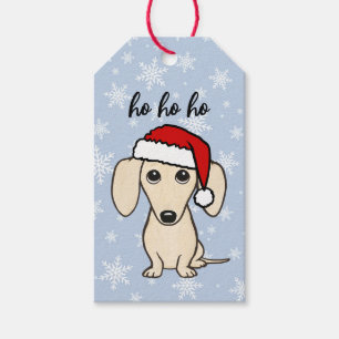 Cream Dachshund Santa Wiener Dog Christmas Gift Tags