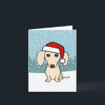 Cream Dachshund Santa Wiener Dog Christmas Holiday Card<br><div class="desc">This adorable Christmas card is perfect for English cream dachshund lovers! The hand-drawn image of the festive and loveable wiener dog wearing a Santa hat captures the playful spirit of the holidays. Customise the inside with your own thoughtful sentiments to help spread joy to everyone on your list this season....</div>