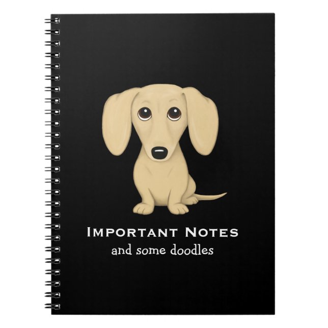Cream Dachshund with Custom Text Notebook (Front)