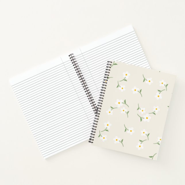 cream Daisy Floral Notebook |Hand-Drawn Botanical  (Inside)