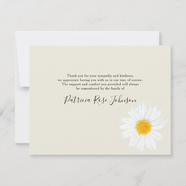 Cream Daisy Funeral Memorial Thank You Card (Front)