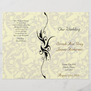 Cream Damask Jewish wedding program