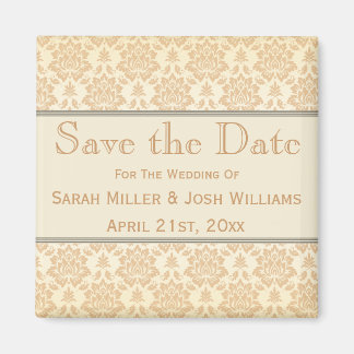 Cream Damask Save the Date Magnet