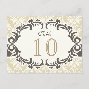 Cream Damask Table Number Postcard