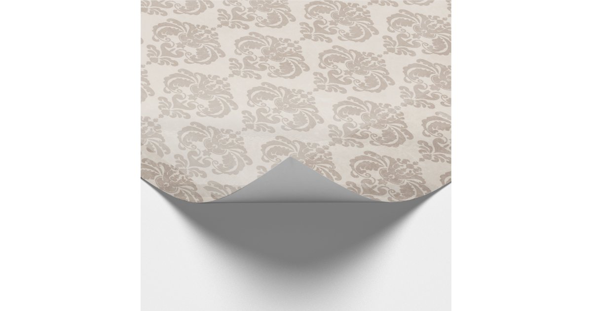 Cream Damask Wrapping Paper Zazzle