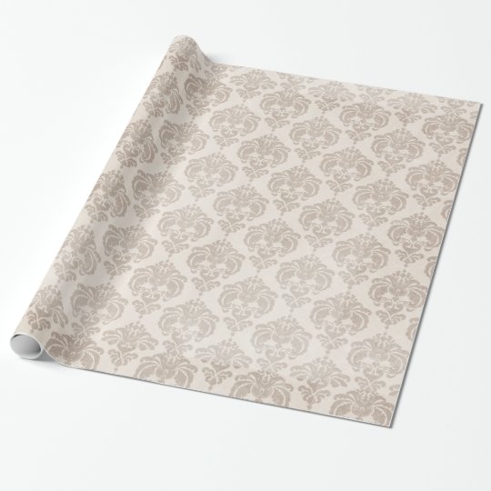 Cream Damask Wrapping Paper Zazzle