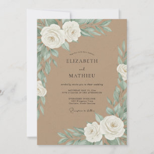 Cream Delicate Botanical Wedding Invitation