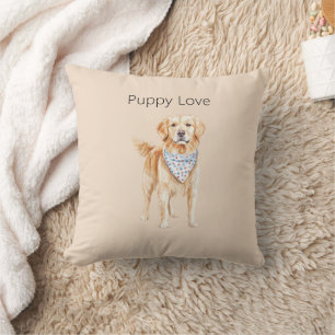 Cream Dog Puppy Love Cushion