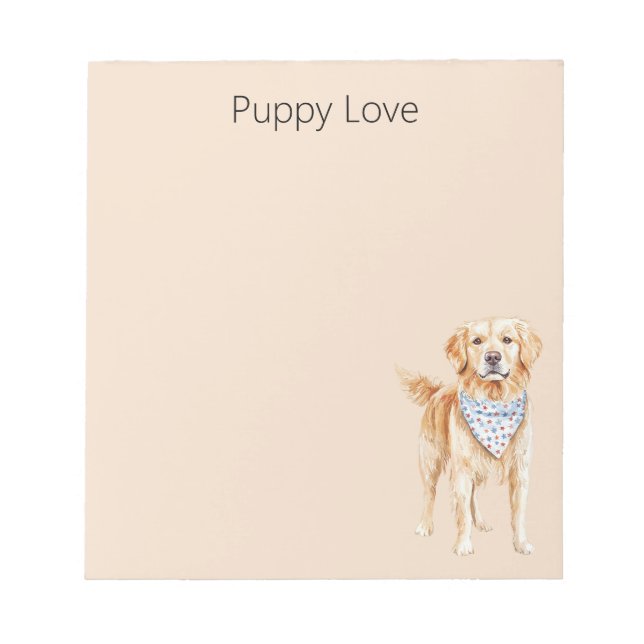 Cream Dog Puppy Love Notepad (Front)