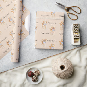 Cream Dog Puppy Love Wrapping Paper