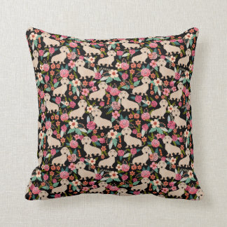 Cream Doxie Floral - cream florals Cushion