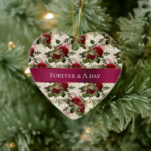 Cream Dragonflies and Roses Ceramic Tree Decoration