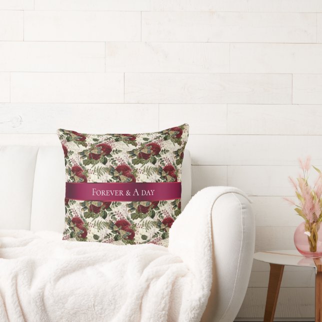 Cream Dragonflies and Roses  Cushion (Couch)
