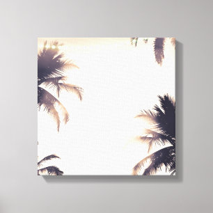Cream Dream Palm Trees & Lights Beachy Glam Canvas Print