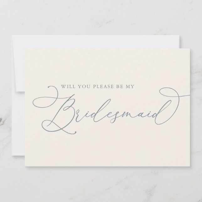 Cream & Dusty Blue Bridesmaid Proposal Card (Front)