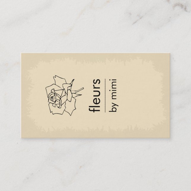 Cream Ecru Business Card with Rose (Front)
