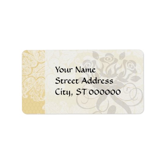 cream ecru floral elegant damask address label