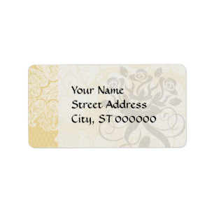 cream ecru floral elegant damask label