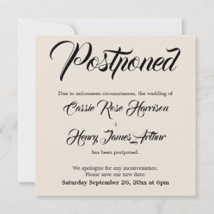 Cream Elaborate Postponed Wedding Announcement