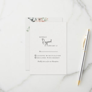Cream Elegant Blush Floral Wedding RSVP Card