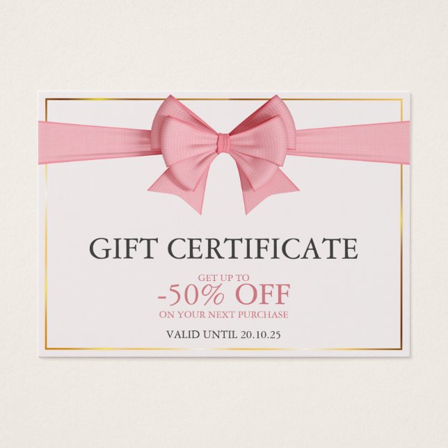 Cream Elegant Business Gift Certificate (Front)
