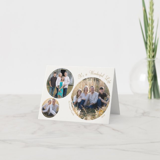 Cream Elegant Minimalist Christmas Photo Folded Holiday Card (Front)