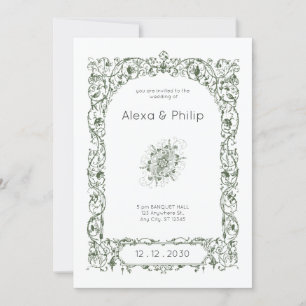 Cream Elegant Vintage Indian Wedding Invitation