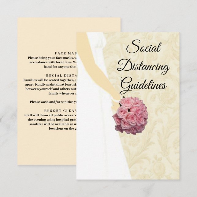 Cream Elegant Wedding Gown Safety Measures Enclosure Card (Front/Back)