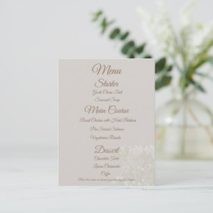 Cream Elegant Wedding Menu, Classic Script Postcard