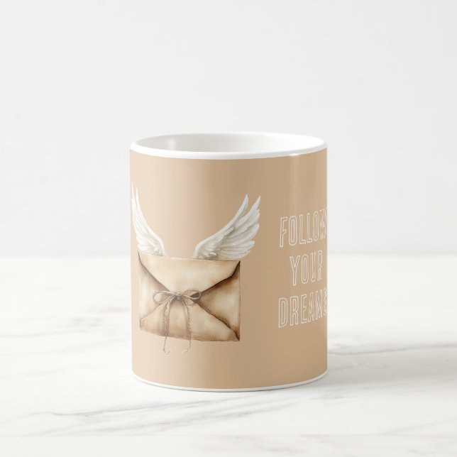 Cream Envelope Angel Wings Coffee Mug (Center)