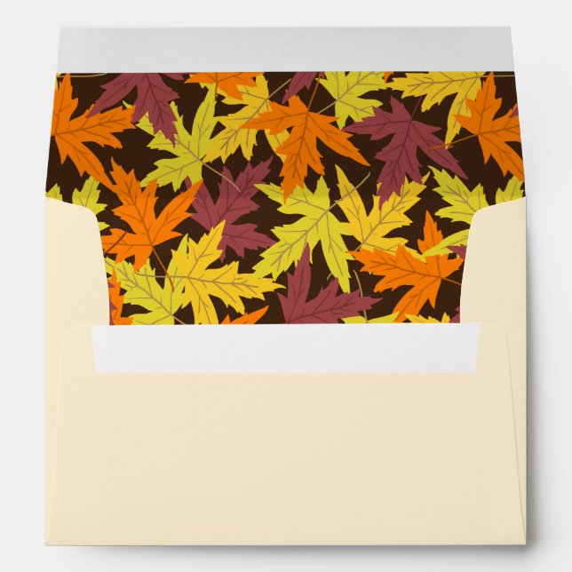 Cream Fall Autumn Leaves Return Address Envelopes (Back (Bottom))