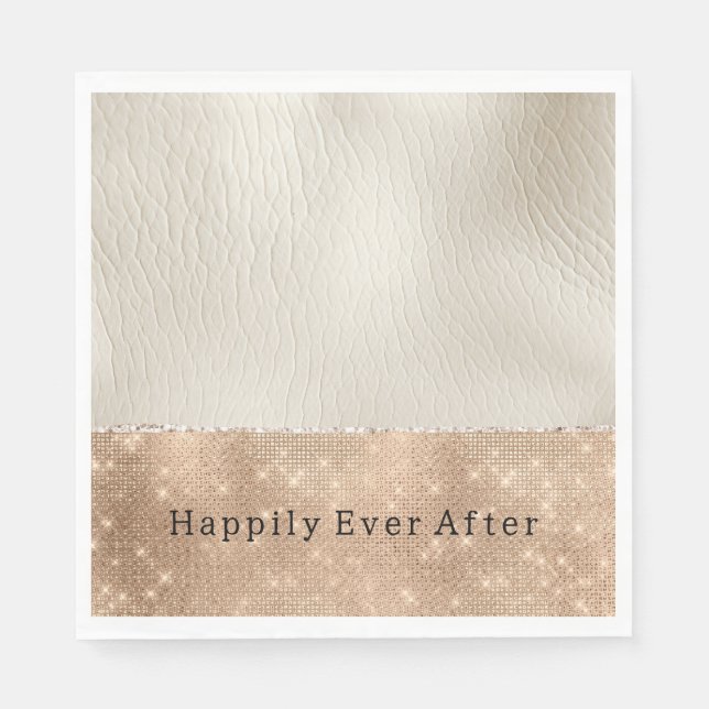 Cream Faux Leather Champagne Sparkle Napkin (Front)