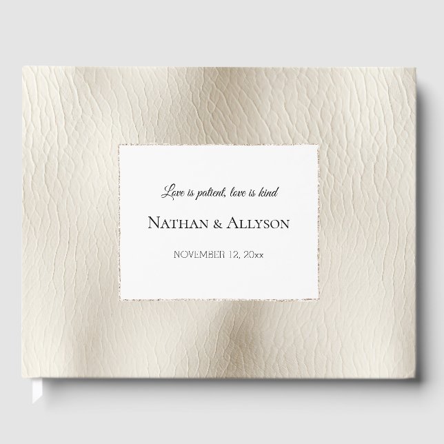 Cream Faux Leather  Guest Book (Front)