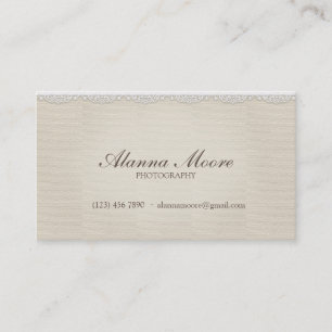Cream Faux Linen and Lace Vintage Business Card