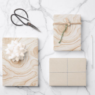 Cream Faux Wood Wrapping Paper Sheet