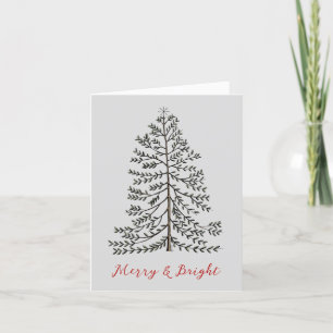 Cream Festive Merry Christmas Winter Tree Holiday Card