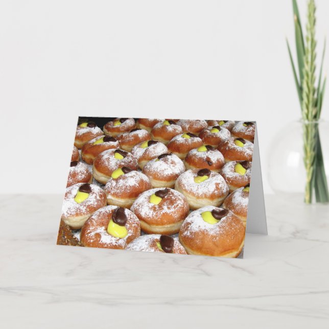 Cream Filled Sufganiyot Holiday Card (Front)