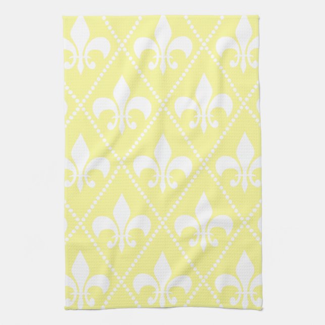 Cream Fleur de Lis Tea Towel (Vertical)