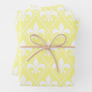 Cream Fleur de Lis Wrapping Paper Sheet