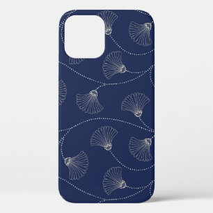 Cream Floral Art Nouveau Indigo iPhone 12 Case