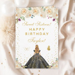 Cream Floral Blonde Hair Girl Sweet Sixteen Card<br><div class="desc">This elegant and glamourous sweet sixteen birthday card can be personalised with a name or title such as daughter, granddaughter, niece, friend etc. The design features a beautiful princess with blonde hair and fair skin in a black ball gown. The text combines handwritten script and modern sans serif fonts for...</div>