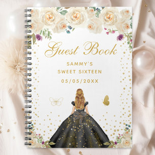 Cream Floral Blonde Hair Princess Sweet Sixteen Notebook