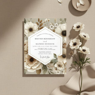 Cream Floral Botanical Romance Wedding Invitation